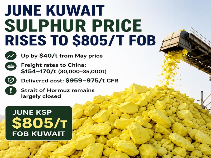 KPC của Kuwait nâng giá chào bán FOB lưu huỳnh tháng 6 lên 805 USD/tấn